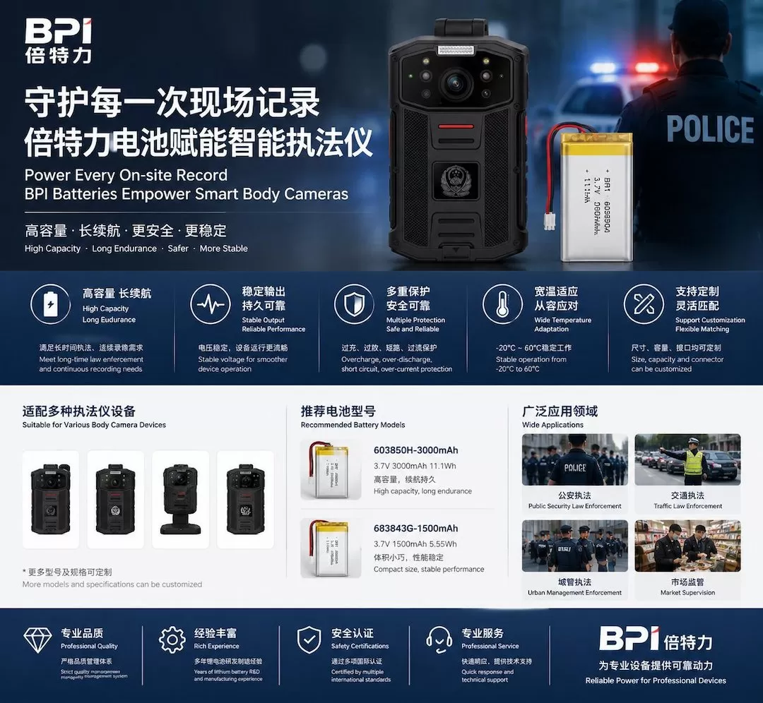 守护每一次现场记录:倍特力电池为智能执法仪提供可靠动力保障 守护每一次现场记录:倍特力电池为智能执法仪提供可靠动力保障