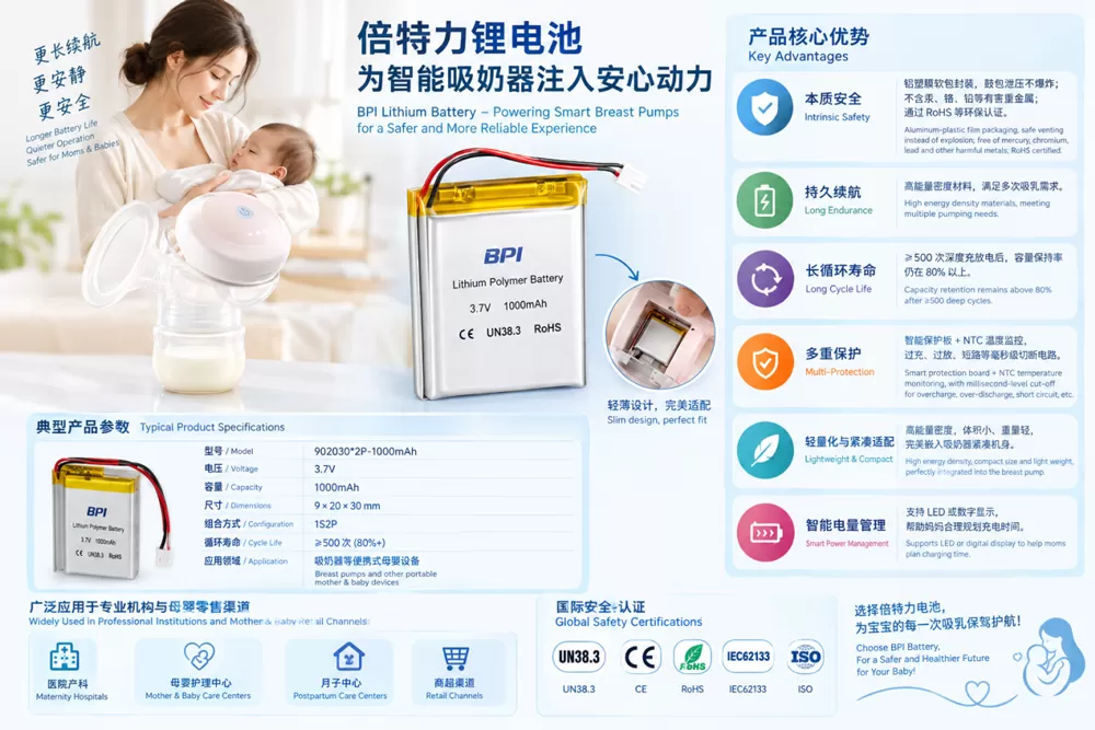 无声的守护:倍特力锂电池在智能吸奶器领域的技术价值 无声的守护:倍特力锂电池在智能吸奶器领域的技术价值
