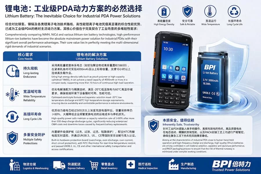 工业现场的“续航引擎”:倍特力锂电池在工业级PDA领域的技术价值 工业现场的“续航引擎”:倍特力锂电池在工业级PDA领域的技术价值